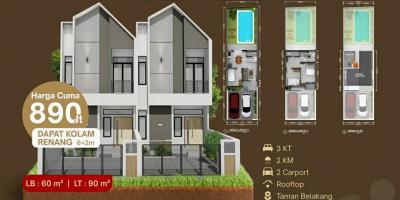 Rumah murah 2,5lt bonus kolam renang di kota Bekasi Rumah murah 2,5lt bonus kolam renang di kota Bekasi
