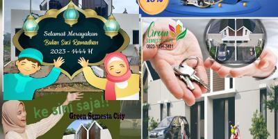 Promo ramadhan green semesta city rumah 2lantai harga 300jtan tanpa dp, bonus ac serta suku bunga KPR 3.99% lokasi strategis dibogor bebas biaya2 dan bebas banjir