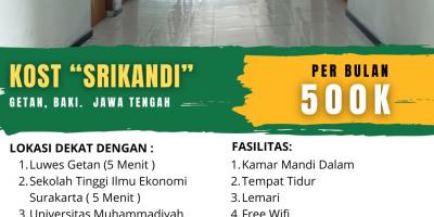 Kost SRIKANDI - Tempat Strategis , Aman & Murah